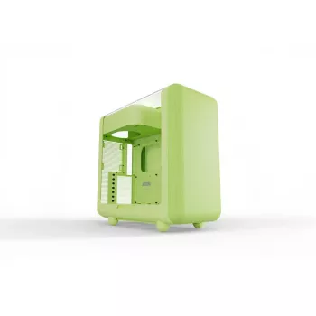 Mid Tower korpusas HYTE X50 Matcha Milk — ATX/mATX/Mini-ITX palaikymas, grūdintas stiklas, priekinis I/O
