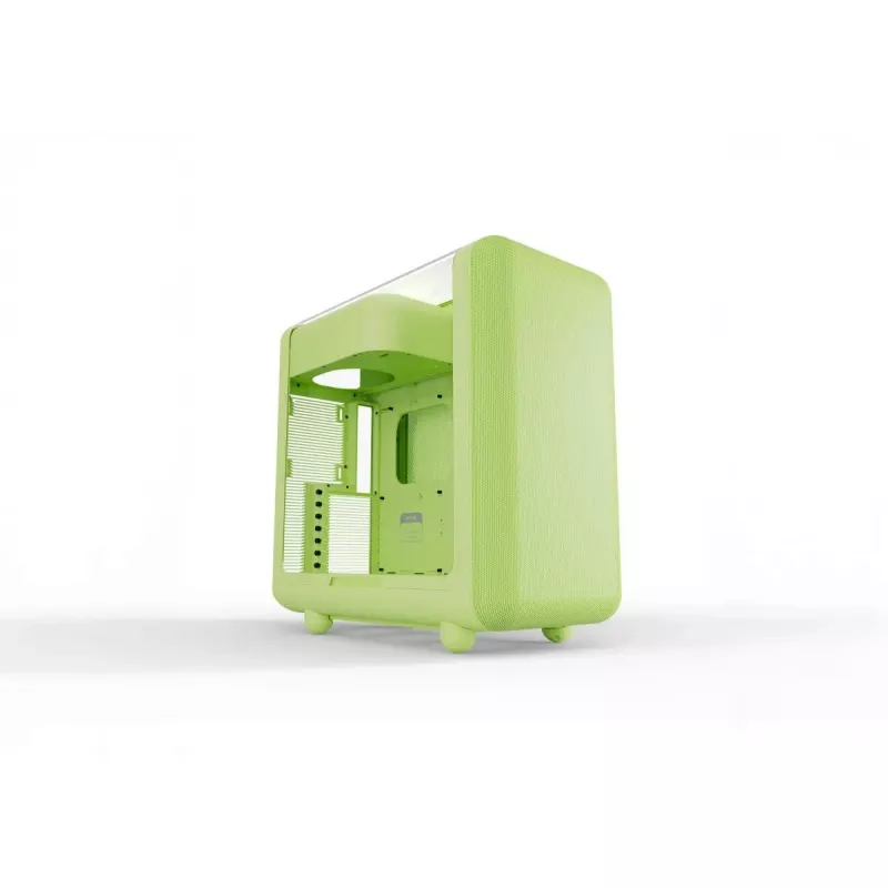 Mid Tower korpusas HYTE X50 Matcha Milk — ATX/mATX/Mini-ITX palaikymas, grūdintas stiklas, priekinis I/O