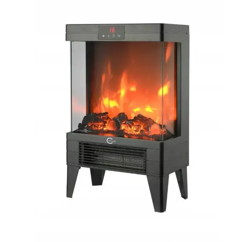 Elektrinis šildytuvas Carruzzo Q20P alyvinis radiatorius, 1800W, 15–45°C, stiklo korpusas, nuotolinio valdymo / programėlės / lietimo valdymas, laikmatis 1–12 val., sieninis arba pastatomas ant grindų, juodas