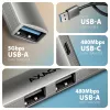 USB šakotuvas AXAGON HUE-STA — 4 prievadų aliumininė juostelė, 1× USB-A 5Gbps + 2× USB-A ir 1× USB-C 480Mbps, USB-A priegloba, pilka