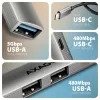 USB šakotuvas AXAGON HUE-STC, 4 prievadų aliuminio juosta, 1x USB-A 5Gbps + 2x USB-A ir 1x USB-C 480Mbps, USB-C šeimininkas, 12 cm kabelis, pilka