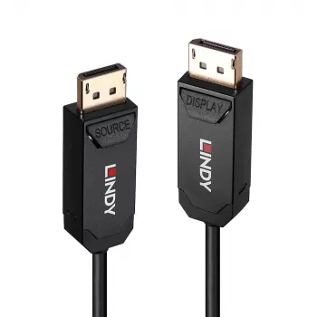 „Lindy“ 10 m hibridinis optinio pluošto DP 2.0 UHBR10 laidas, 10 m, DisplayPort, DisplayPort, vyriškas, vyriškas, 7680 x 4320 pikseliai