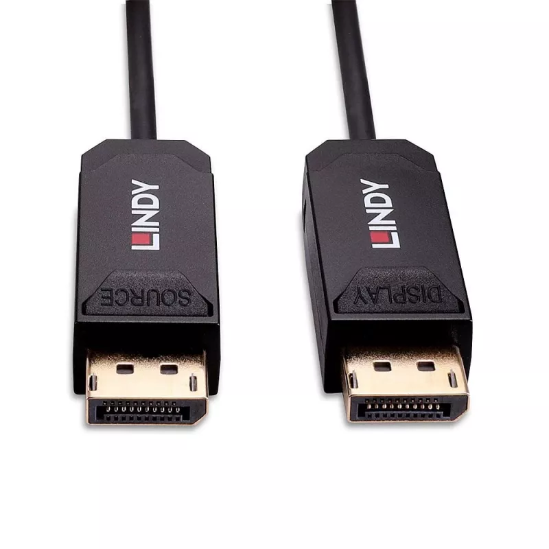 „Lindy“ 10 m hibridinis optinio pluošto DP 2.0 UHBR10 laidas, 10 m, DisplayPort, DisplayPort, vyriškas, vyriškas, 7680 x 4320 pikseliai
