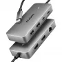 Axagon HMC-CUB83X2 USB 10 Gbps šakotuvas, 2x USB-A, USB-C, HDMI ir DP 4k/144Hz, RJ-45, PD 100 W