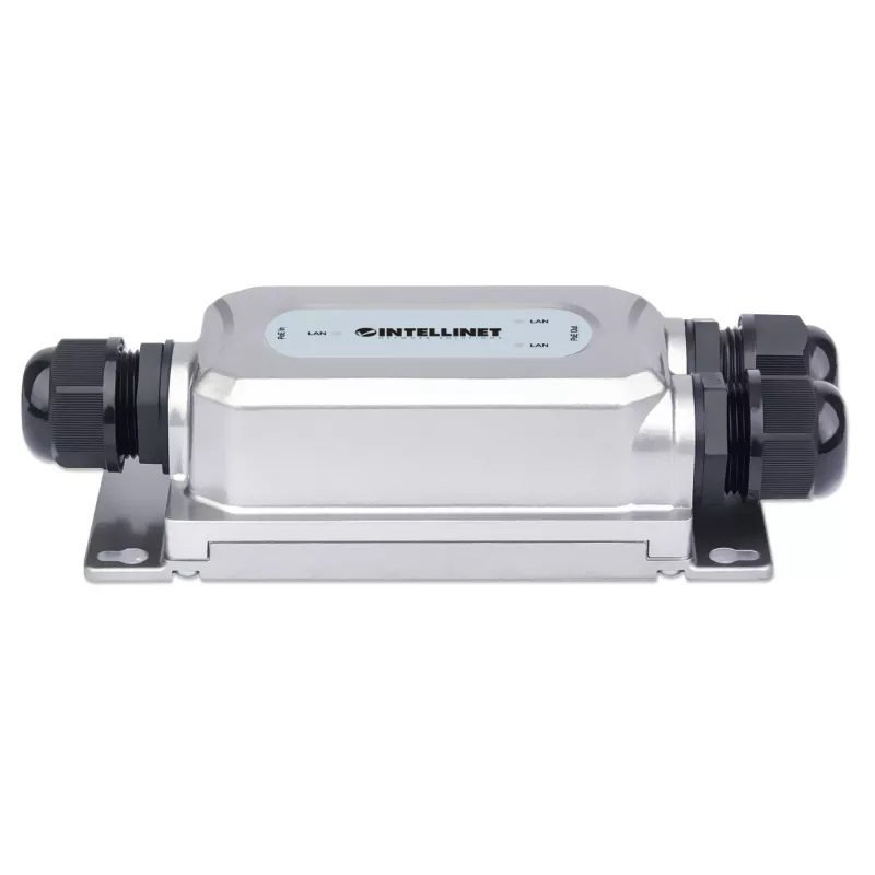 Intellinet 2-Port Outdoor Vandalproof Gigabit PoE++ Extender, Two 30 W Ports, Extends PoE up to 100 m (328 ft.), 60 W Power Budget, IEEE 802.3bt (4PPoE) Compliant, IP67 Waterproof, IK10-rated, Metal Housing