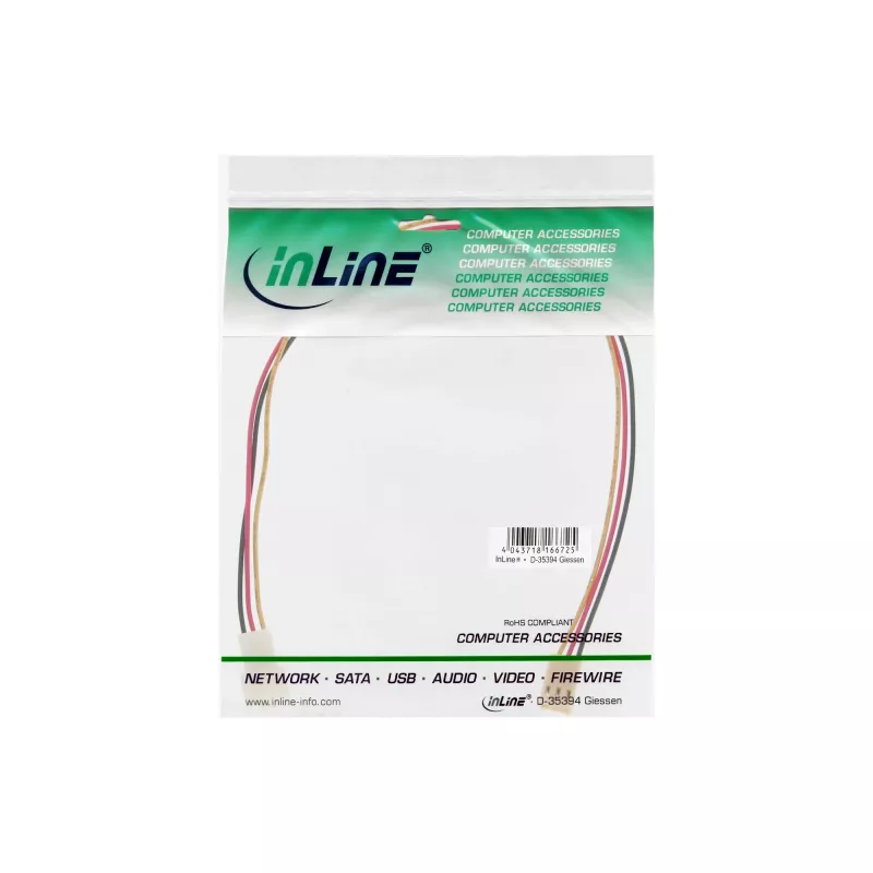 InLine ventiliatoriaus laido ilgintuvas 3 kontaktų Molex kištukas/lizdas ilgis 1 m