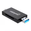 Manhattan USB-A / USB-C combo Multi-Card Reader/Writer, 5 Gbps (USB 3.2 Gen1 aka USB 3.0), Male to microSD and SD/MMC Slots, Mini Format, SuperSpeed USB, Windows or Mac, Juoda/Transparent, Three Year Warranty