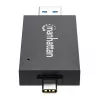 Manhattan USB-A / USB-C combo Multi-Card Reader/Writer, 5 Gbps (USB 3.2 Gen1 aka USB 3.0), Male to microSD and SD/MMC Slots, Mini Format, SuperSpeed USB, Windows or Mac, Juoda/Transparent, Three Year Warranty