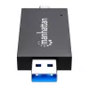Manhattan USB-A / USB-C combo Multi-Card Reader/Writer, 5 Gbps (USB 3.2 Gen1 aka USB 3.0), Male to microSD and SD/MMC Slots, Mini Format, SuperSpeed USB, Windows or Mac, Juoda/Transparent, Three Year Warranty