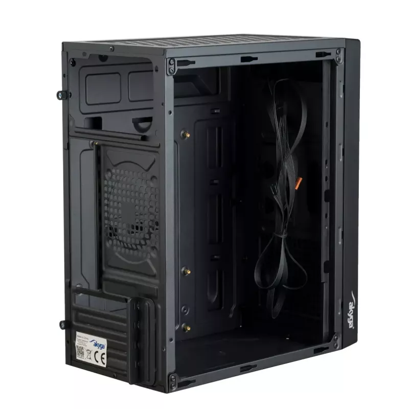 PC case Akyga AK35BK Micro Tower, Micro-ATX/Flex-ATX/Mini-ITX, maks. GPU 25 cm, maks. CPU aušintuvas 14 cm, 2×3,5 col. + 2×2,5 col. lizdai, USB 2.0×2, juoda