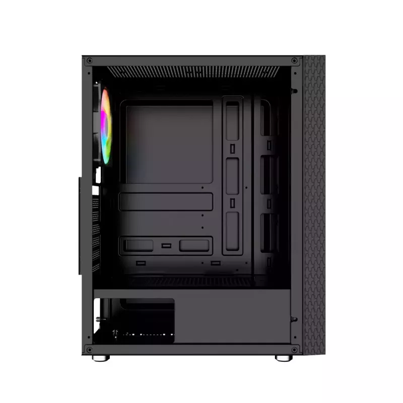 PC Case GEMBIRD Fornax 2500 Midi Tower Juoda — ATX/ITX support, tempered glass, RGB, 3x120mm front, 2x2.5 inch bays