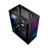 PC Case GEMBIRD Fornax 2500 Midi Tower Juoda — ATX/ITX support, tempered glass, RGB, 3x120mm front, 2x2.5 inch bays