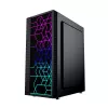 PC Case GEMBIRD Fornax 2500 Midi Tower Juoda — ATX/ITX support, tempered glass, RGB, 3x120mm front, 2x2.5 inch bays