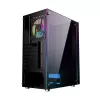 PC Case GEMBIRD Fornax 2500 Midi Tower Juoda — ATX/ITX support, tempered glass, RGB, 3x120mm front, 2x2.5 inch bays