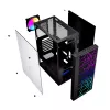 PC Case GEMBIRD Fornax 2500 Midi Tower Juoda — ATX/ITX support, tempered glass, RGB, 3x120mm front, 2x2.5 inch bays