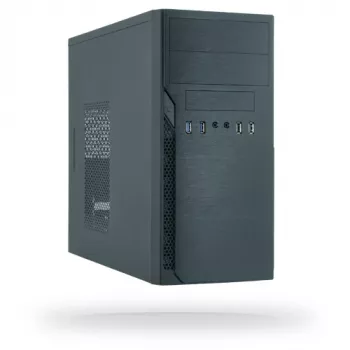 PC korpusas CHIEFTEC ATX Mini-Tower Alu Brossé SECC juodas — Micro ATX, 2×3,5 colio lizdai, 2×5,25 colio lizdai, USB2.0+2×USB3.2 Gen1