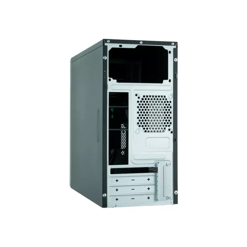 PC korpusas CHIEFTEC ATX Mini-Tower Alu Brossé SECC juodas — Micro ATX, 2×3,5 colio lizdai, 2×5,25 colio lizdai, USB2.0+2×USB3.2 Gen1