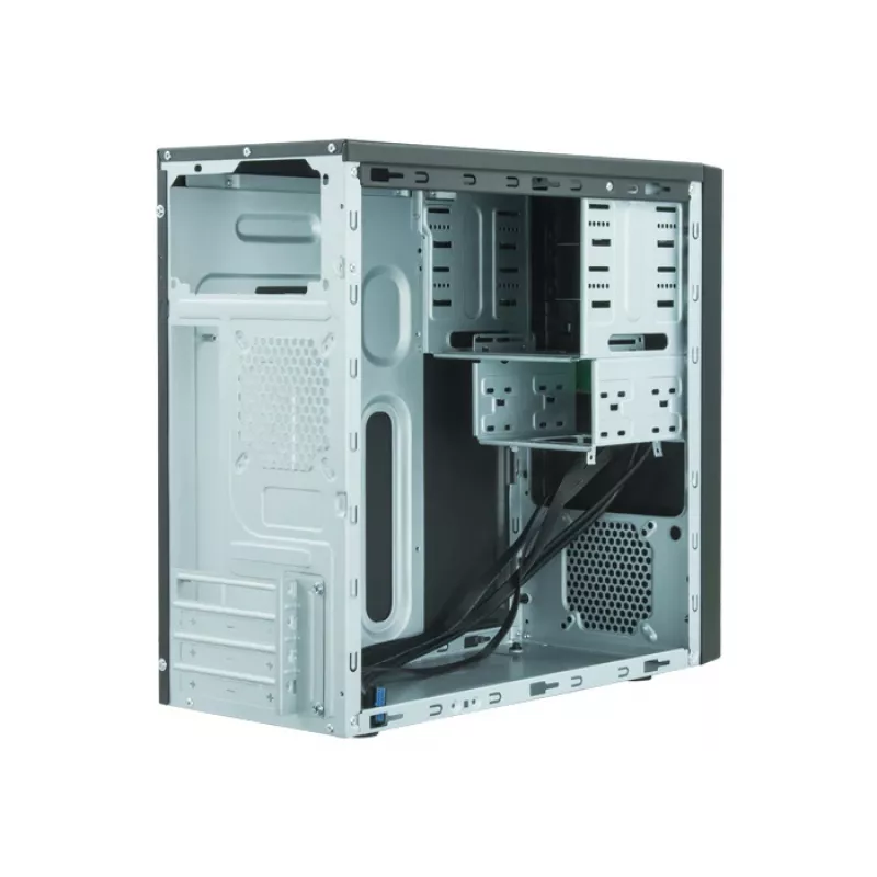 PC korpusas CHIEFTEC ATX Mini-Tower Alu Brossé SECC juodas — Micro ATX, 2×3,5 colio lizdai, 2×5,25 colio lizdai, USB2.0+2×USB3.2 Gen1