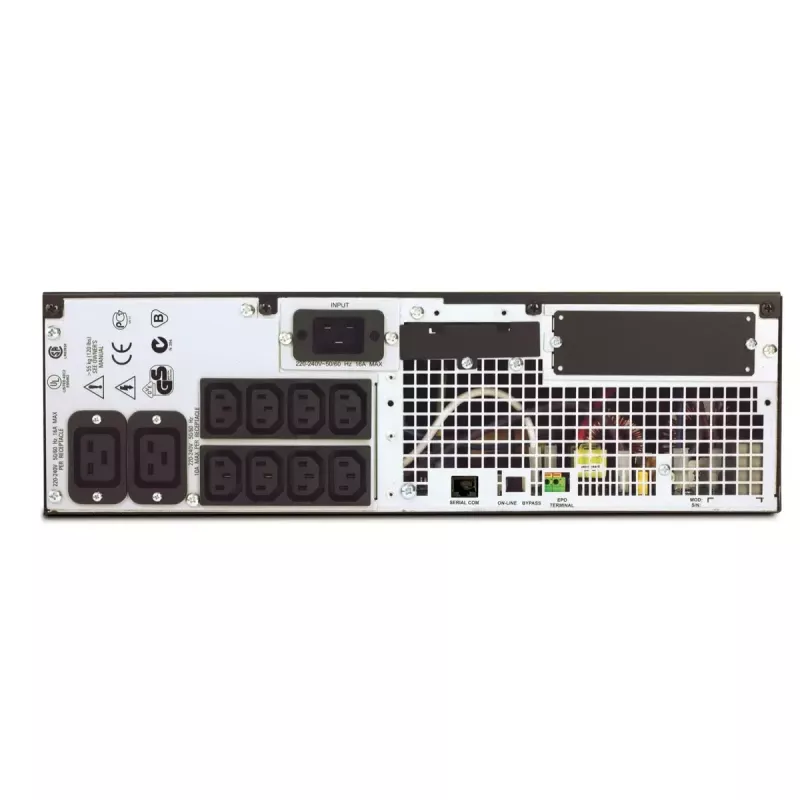 UPS APC Smart-UPS RT 3000VA 230V Marine, dvigubos konversijos internetinis, 3 kVA / 2100 W, 10 kintamosios srovės lizdų, montuojamas į stelažą 3U, juodas
