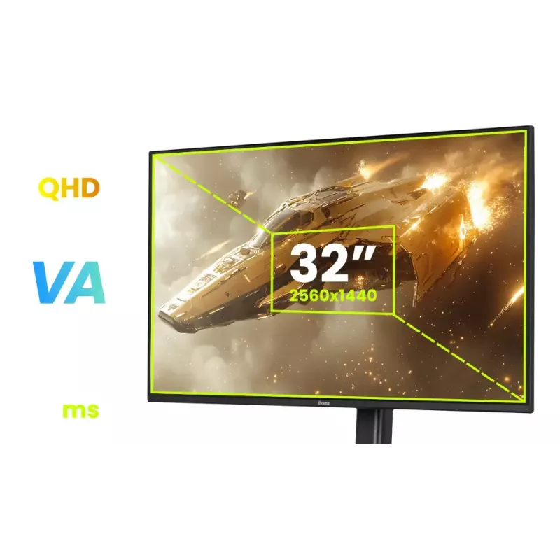 Kompiuterio monitorius IIYAMA G-MASTER GB3295QSU-B1 31,5 colio (80 cm) Quad HD 2560x1440 LED, garsiakalbiai, USB 3.2 šakotuvas, aukščio reguliavimas, VESA