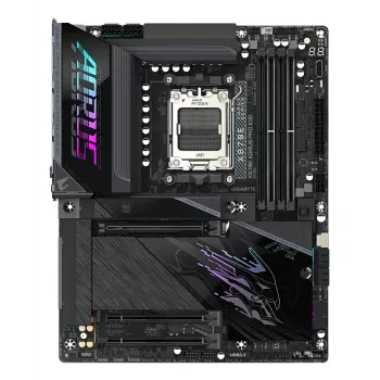GIGABYTE X870E AORUS PRO X3D ATX pagrindinė plokštė — AMD Socket AM5, 18+2+2 VRM, DDR5 iki 9000 Hz (OC), 2×PCIe5 + 2×PCIe4, Wi‑Fi 7, 5GbE, USB4