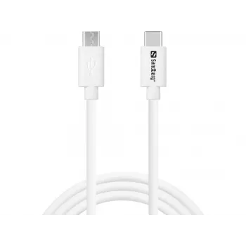 Sandberg USB-C>MicroUSB įkrovimo laidas 1 m, 1 m, USB C, Micro-USB B, baltas