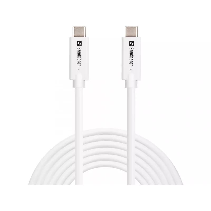 Sandberg USB-C į USB-C USB 3.2 Gen 2 100 W, 3 m, 3 m, USB C, USB C, USB 3.2 Gen 2 (3.1 Gen 2), 10 Gbit/s, Balta