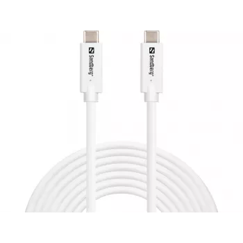 Sandberg USB-C>C USB 3.2 Gen2 100W, 5m, 5 m, USB C, USB C, USB 3.2 Gen 2 (3.1 Gen 2), 10 Gbit/s, balta