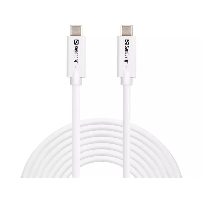 Sandberg USB-C>C USB 3.2 Gen2 100W, 5m, 5 m, USB C, USB C, USB 3.2 Gen 2 (3.1 Gen 2), 10 Gbit/s, balta