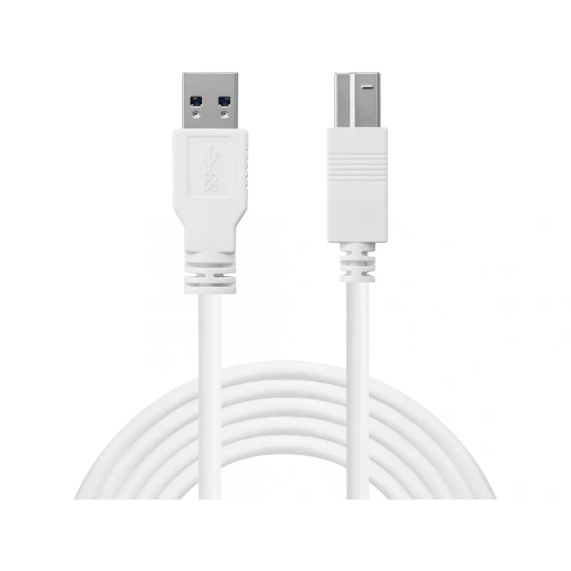 Sandberg USB 3.0 A-B laidas 1,8 m, 1,8 m, USB A, USB B, USB 3.2 Gen 1 (3.1 Gen 1), 5 Gbit/s, Balta