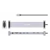 Manhattan USB-C dokas / stotelė su kortelių skaitytuvu ir MST, prievadai (x7): Ethernet, HDMI (x2 4k@60Hz), USB-A (x3) ir USB-C, su energijos tiekimu (PD) 100W - reikalingas išorinis USB-C įkroviklis (nepridedamas). Maitinamas per USB (nereikalingas išorinis maitinimo šaltinis), kai PD nenaudojamas