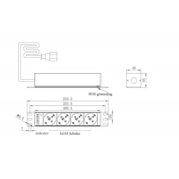 Rack PDU Lanview LVR-2MSCH-SCH-C13-4 — Lanview maitinimo skirstymo blokas LVR-2MSCH-SCH-C13-4