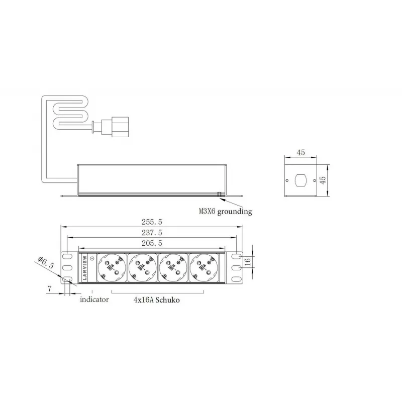 Rack PDU Lanview LVR-2MSCH-SCH-C13-4 — Lanview maitinimo skirstymo blokas LVR-2MSCH-SCH-C13-4