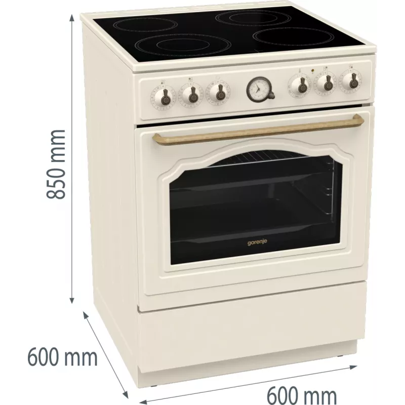 Gorenje GECS6B70CLI Laisvai pastatoma viryklė Keraminė kaitlentė Smėlio spalva