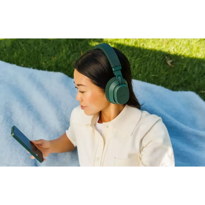 Belaidės ant galvos dedamos ausinės Fairphone Fairbuds XL — Bluetooth, USB-C, skambučiai ir muzika, 20–20000 Hz, 10 m diapazonas, žalia