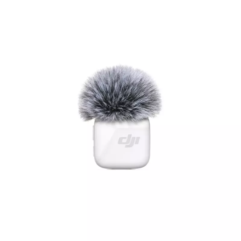 Belaidis prie kūno tvirtinamas mikrofonas-siųstuvas DJI CP.RN.00000430.01 — 100–20000 Hz, 3.87 V baterija, iki 11.5 val., balta, 26.1×26.6×16 mm