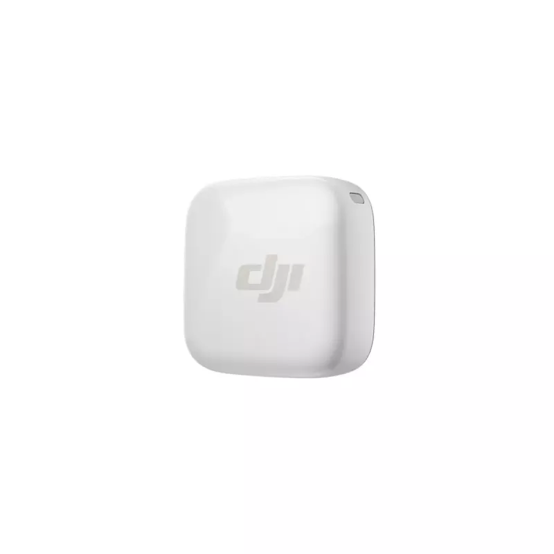 Belaidis prie kūno tvirtinamas mikrofonas-siųstuvas DJI CP.RN.00000430.01 — 100–20000 Hz, 3.87 V baterija, iki 11.5 val., balta, 26.1×26.6×16 mm