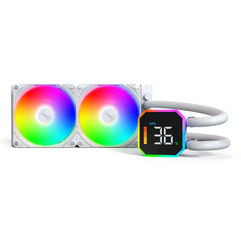 Montech HyperFlow Digital 240 procesoriaus skysčio aušintuvas “viskas viename” 12 cm baltas 1 vnt.