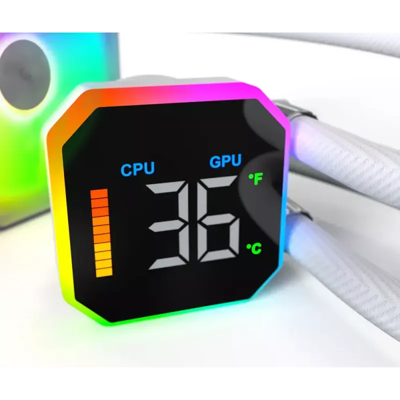 Montech HyperFlow Digital 240 procesoriaus skysčio aušintuvas “viskas viename” 12 cm baltas 1 vnt.