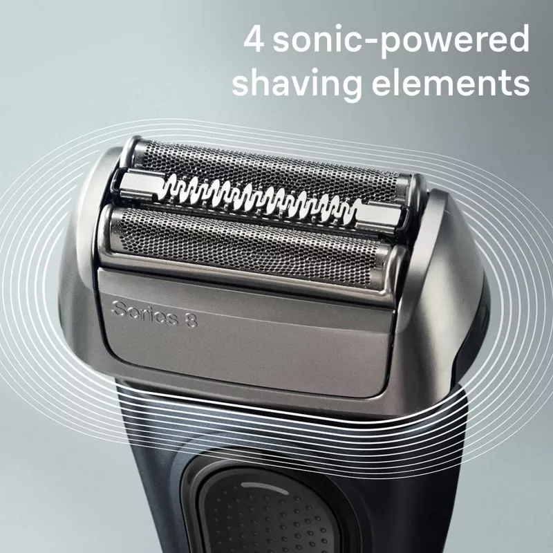Braun Series 8 8513s šlapiam ir sausam skutimui skirtas barzdaskutė su įkrovimo stovu ir kelioniniu dėklu, fjordo pilkumo