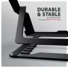 Axagon STND-LAB Aliumininis stovas nešiojamiesiems kompiuteriams, dydis 10 inch–17.3 inch. Aštuonios reguliuojamos aukščio ir kampo pozicijos. Juoda versija.