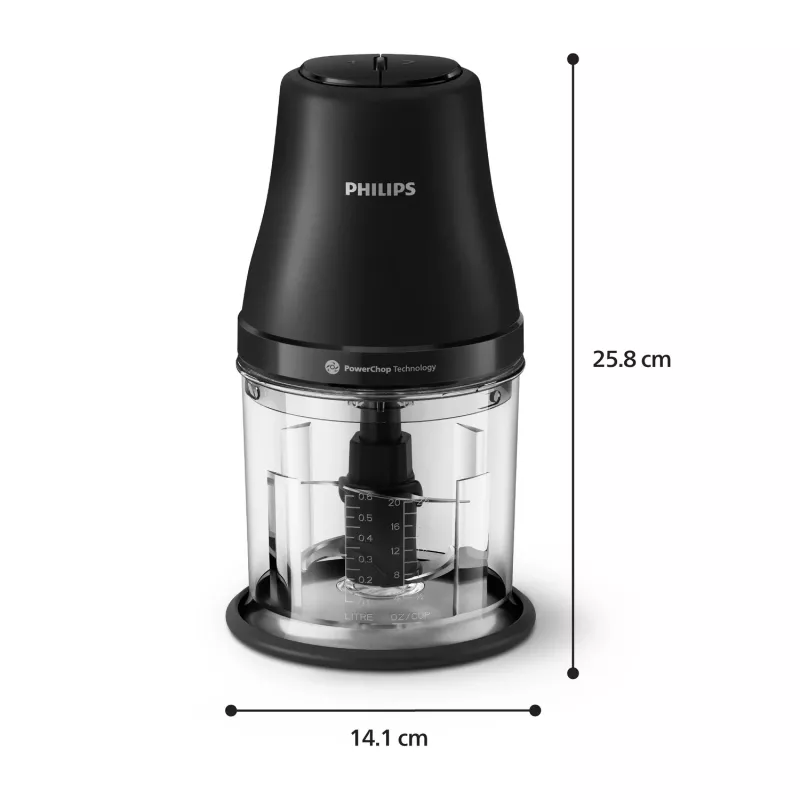 Elektrinis maisto smulkintuvas Philips HR1501/00 1 L 450 W Juodas 5000 aps./min. plastikinis dubuo nerūdijančio plieno peilis 220-240 V 50-60 Hz