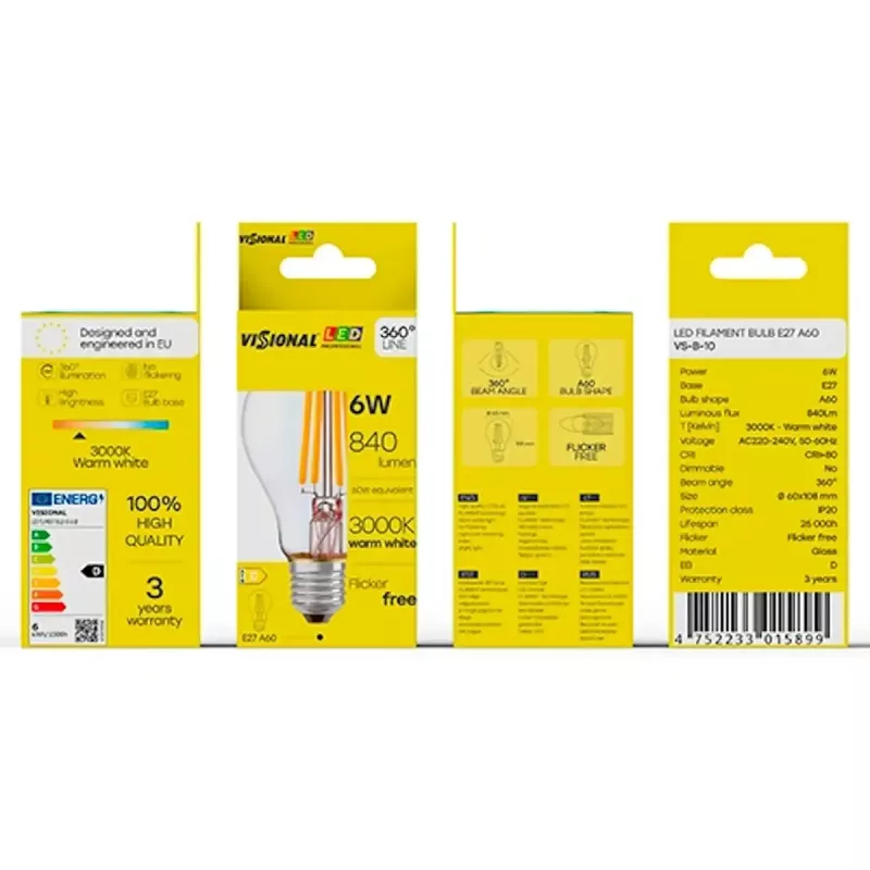 LED lemputė VISIONAL VS-B-10 — 6 W, 840 lm, šalta balta (840)