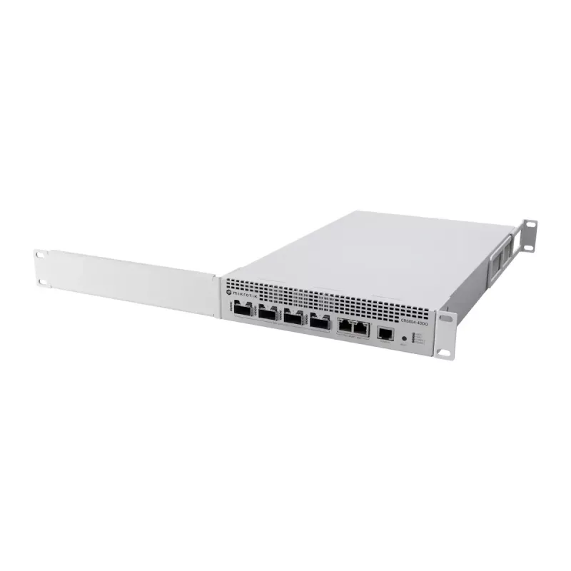 Tinklo komutatorius MikroTik CRS804-4DDQ-HRM — 10G Ethernet RJ-45 2 prievadai, konsolė RJ-45, pilka