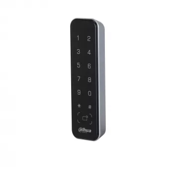 Prieigos kontrolės skaitytuvas DAHUA ASR2201A-D, juodas — 12 V DC, 1,7 W tipinė galia, 135×40×15 mm
