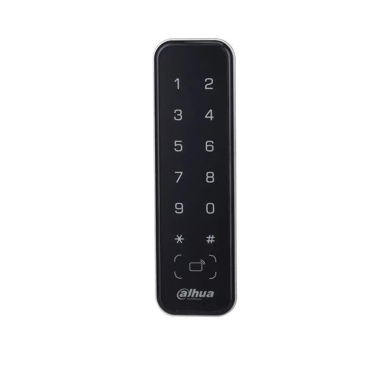 Prieigos kontrolės skaitytuvas DAHUA ASR2201A-D, juodas — 12 V DC, 1,7 W tipinė galia, 135×40×15 mm