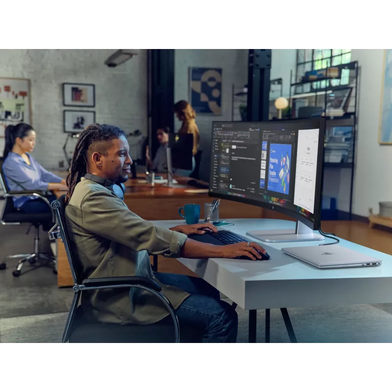HP Series 5 Pro 49 colių DQHD konferencinis monitorius - 549pm, 124,5 cm (49 colių), 5120 x 1440 pikselių, Dual QHD, LCD, 5 ms, juodos spalvos