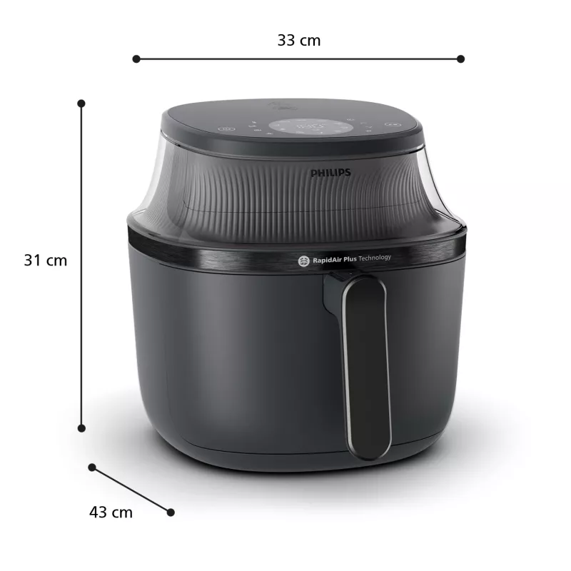 Karšto oro gruzdintuvė Philips 3000 serija NA330/00 — 6,2 l, 1700 W, jutiklinis LED, juoda