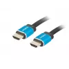 HDMI kabelis LANBERG CA-HDMI-P20CU-0010-BK 1 m, HDMI A tipo kištukas–kištukas, HDMI 2.0, 18 Gbit/s, ARC, paauksuoti kontaktai, juoda/mėlyna