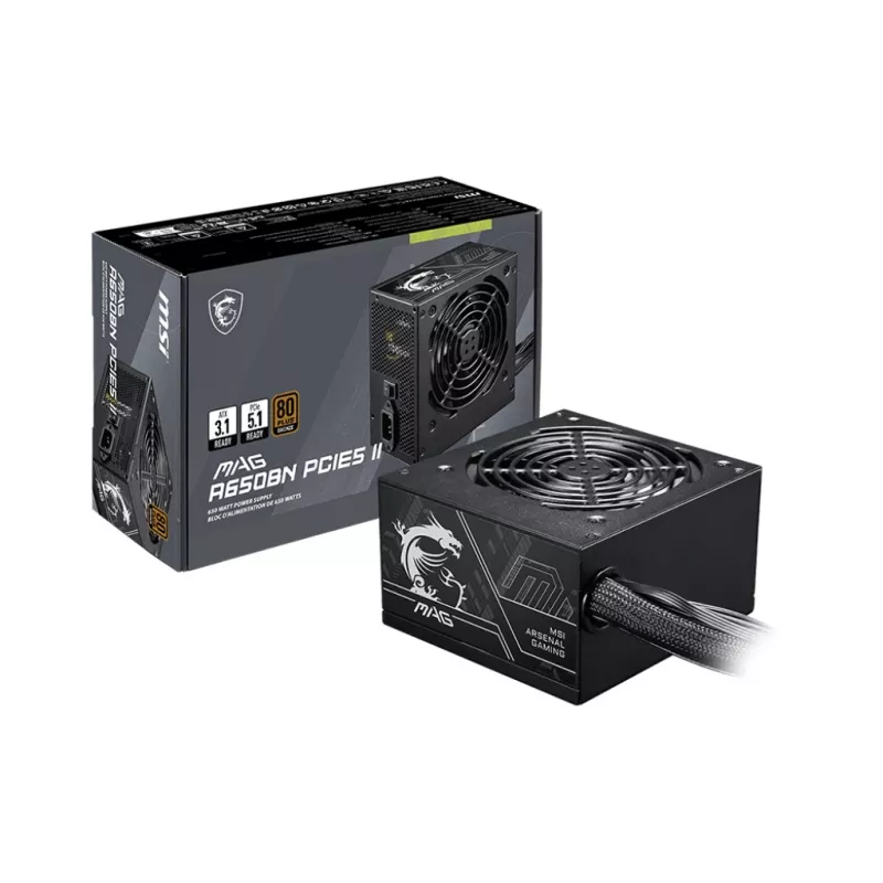 Maitinimo blokas MSI MAG A650BN PCIE5 II 650 W 20+4 pin ATX 80 PLUS Bronze juoda